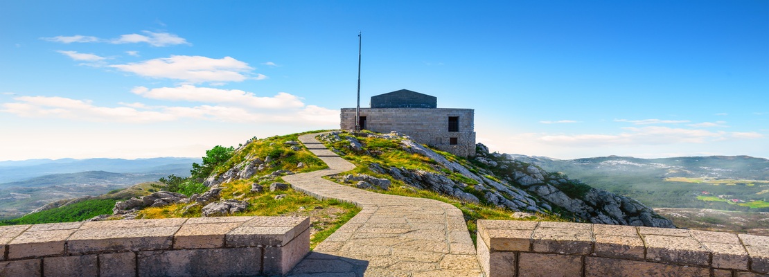 View of the mausoleum on Mount Lovcen in Cetinje, Montenegro.