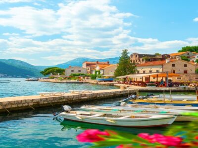 Perast in Bay of Kotor during summer in Montenegro